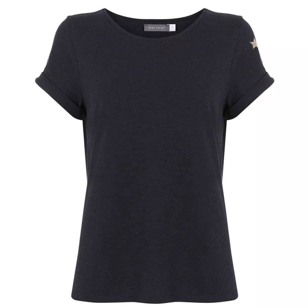Mint Velvet Navy Cotton Star T Shirt